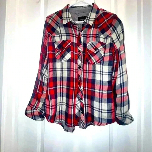 Rails Tops - Rails Hunter Plaid Button Down White/Red/Blue Shirt